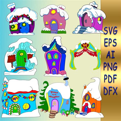 Printable Whoville Houses Clipart